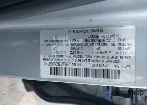 2020 Mazda Cx-5 Grand Touring from USA, damaged, VIN JM3KFADM9L0738837